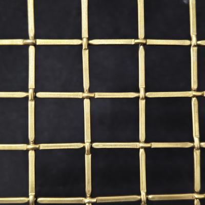 Antique Brass Decoration Glossy Woven Architectural Decorative Brass Wire Mesh Grill For Wall Cladding Screen