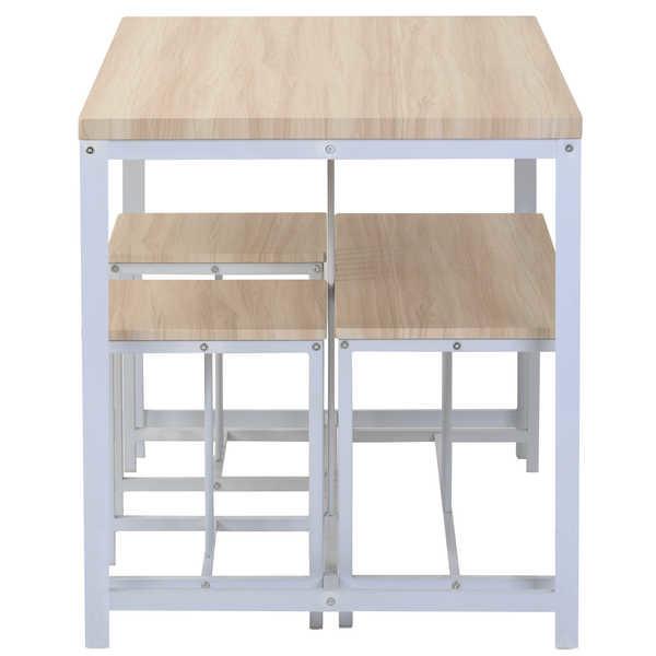 Metal Frame Wooden 4 Piece Dining Room Table And Chair Set  27.5''W Table
