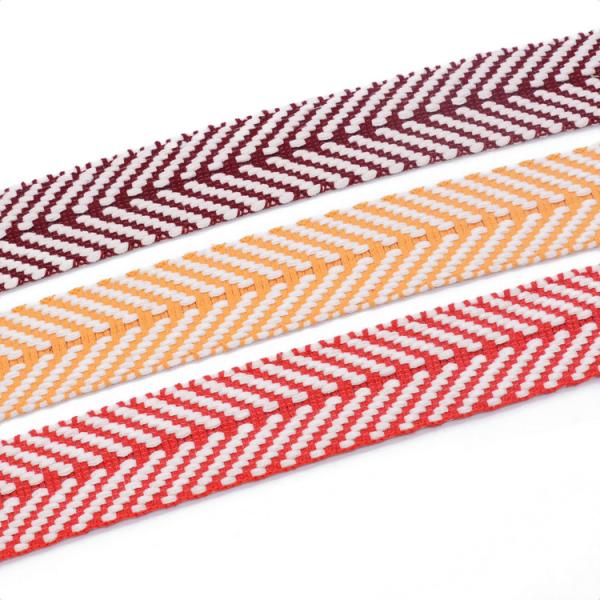 Multi Colors Thick Custom Jacquard Herringbone Webbing Tape 40mm