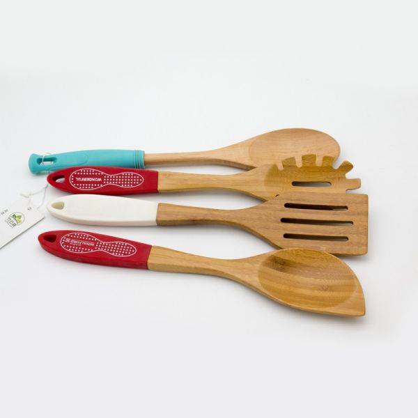 wooden spatula and spoon with silicone