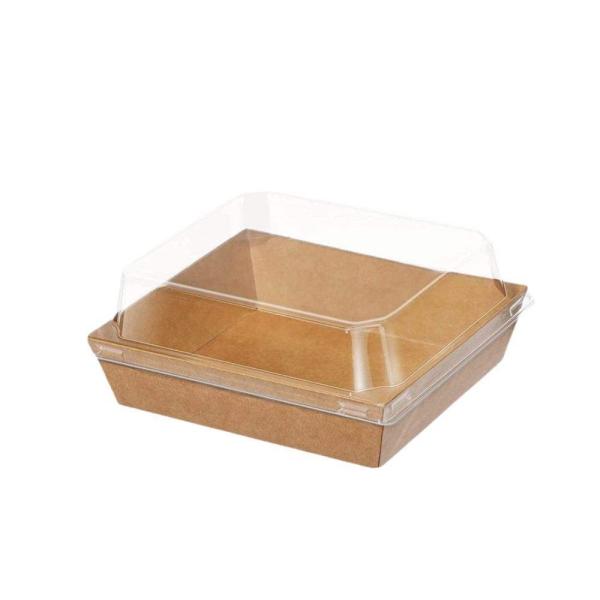 Customized eco-friendly takeaway food box disposable meal preparation food packaging kraft paper with lid lunch box