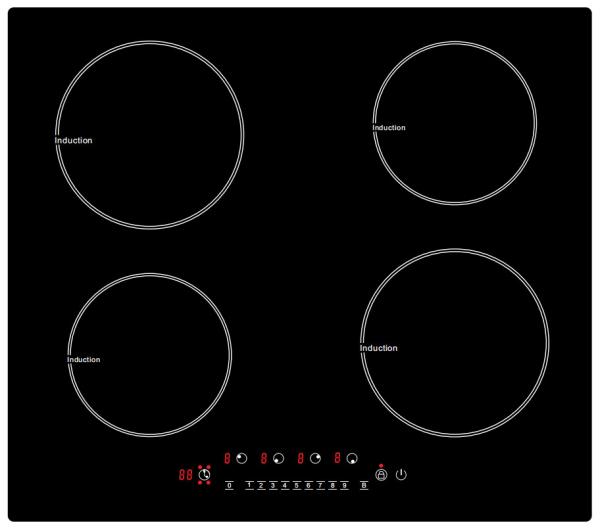 Stainless Steel Trim 7200W 4 Elements 30 Inch Induction Cooktop