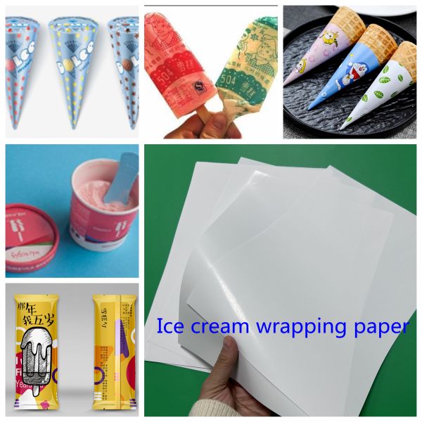 80gr 90gr Coating 1 Side Ice Cream Wrapping Paper To Ice Cream Cone Pack 800mm 900mm