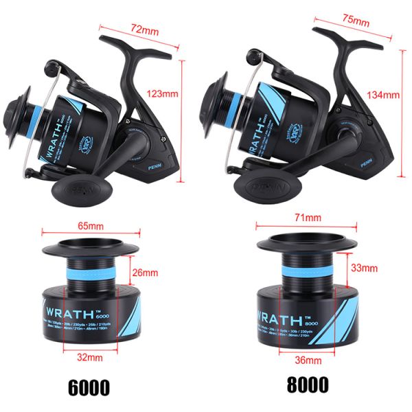 Lightweight Penn Fishing Reel PENN WRATH 2500-8000 6.2:1 5.6:1 5.3:1 3BB Spinning