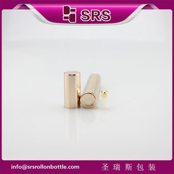 15ml 17mm diameter metalized rose gold glass bottle with real gold ball and aluminum cap.