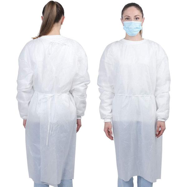 Manufacturer Non Woven Medical Protective Elastic Knitted Cuffs PP+PE Hospital Gowns Disposable Isolation
