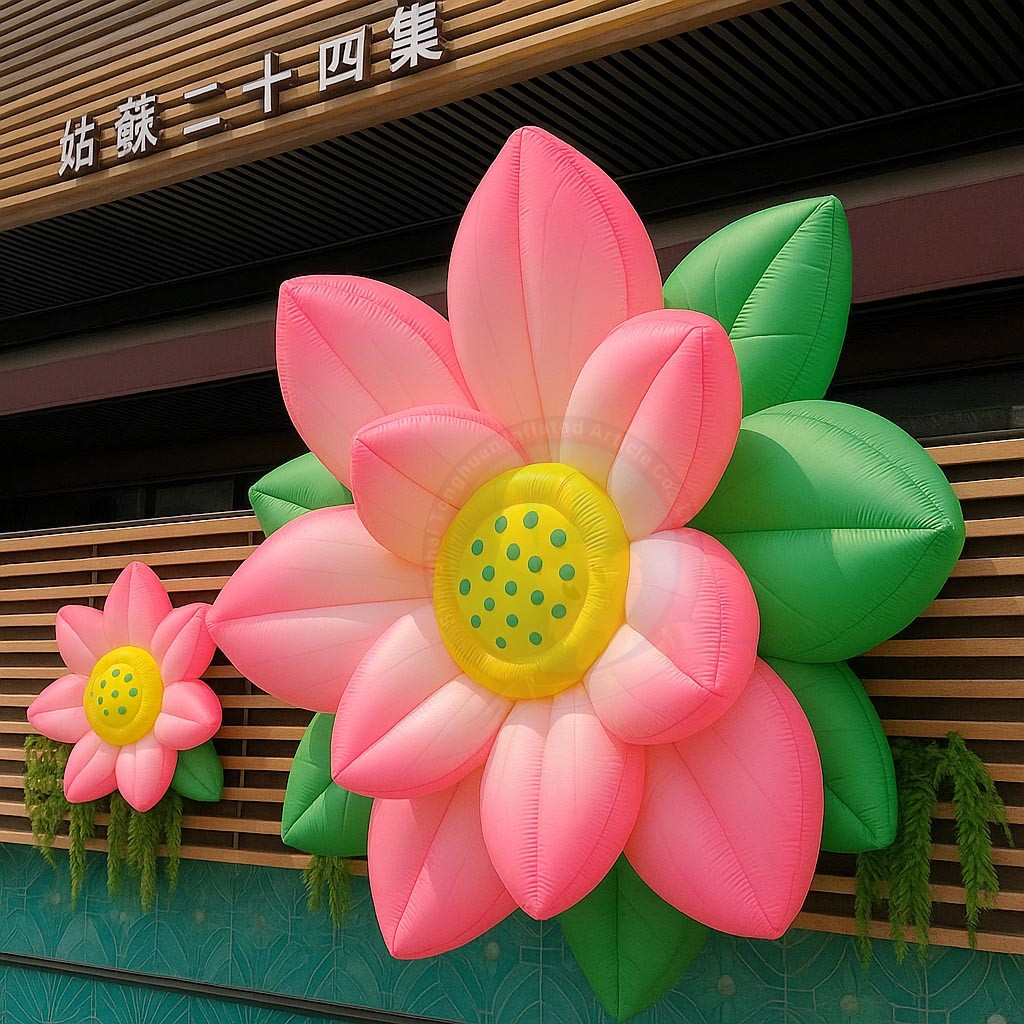 Inflatable Lotus Flower Decoration Lights Waterproof PVC Tarpaulin Custom Logo Printed Weather Resistant Event Wedding Stage