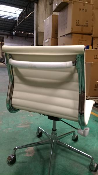 Boss Genuine Leather Executive Chair White Color With Five Caster Hooded Base