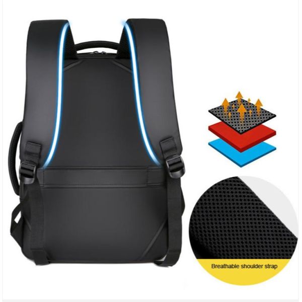 Противоукраденный водонепроницаемый деловой рюкзак Рабочий ноутбук рюкзак ПВХ ткань Полет одобрен