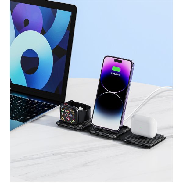 Foldable 3 In 1 Wireless Charger Magnetic Vertical Fast Speed