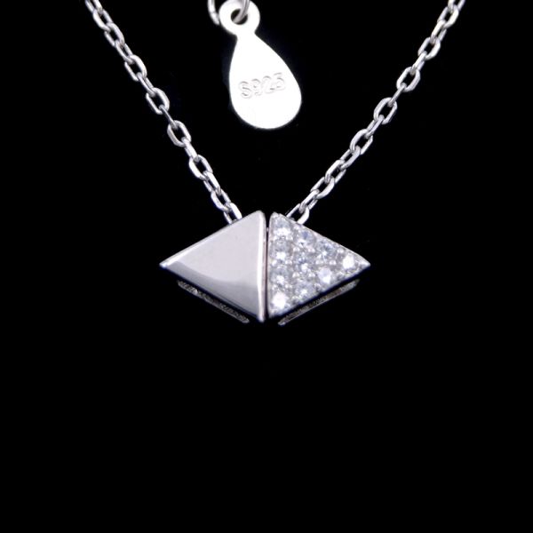 Insect Shape Double Butterfly Necklace 3D Design For Girls In 925 Sterling Silver