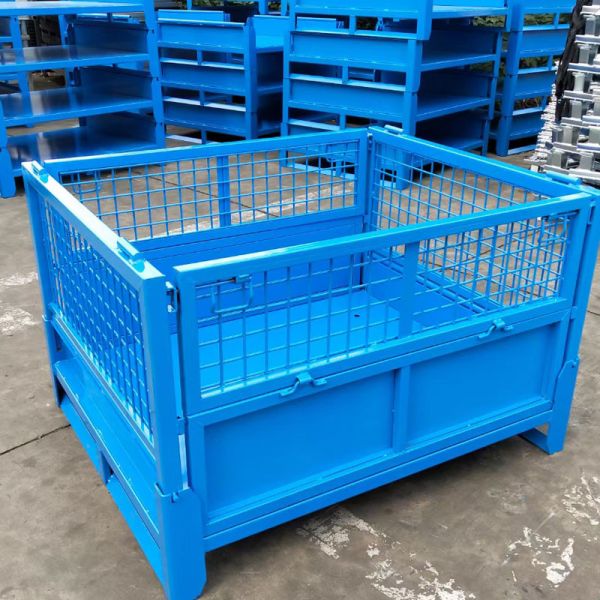 Robust Construction Grid Material Metal Pallet Crate Folding Mesh Container 2000kg