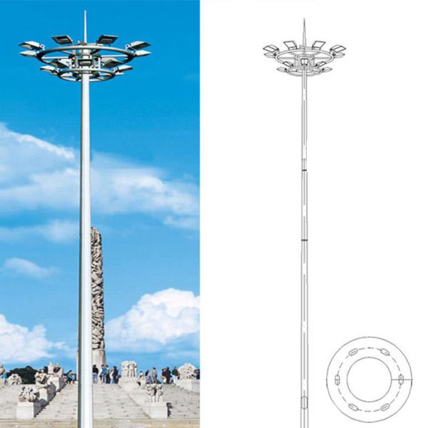 Powder Coated Street Light Column 3m Galvanized Steel PVDF Coated