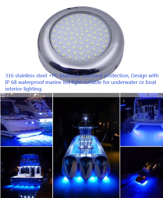 Blue Marine Underwater Boat LED Light For Pontoon , Navigation , Fishing Boat Light