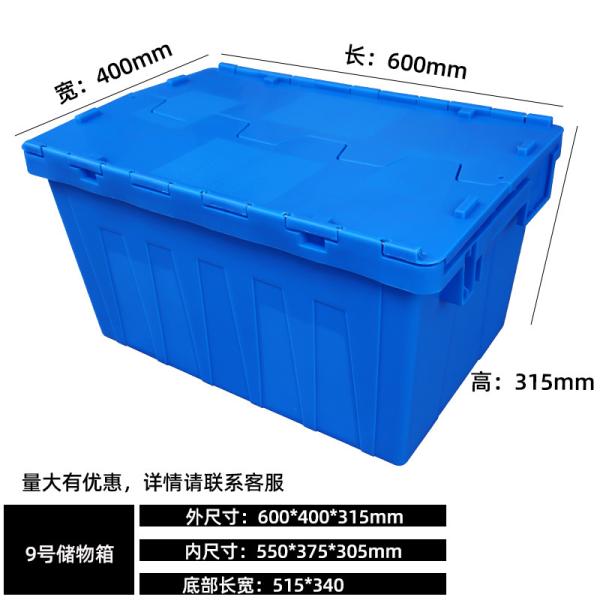 HOT Sale Heavy Duty Logistic Nestable Stackable Plastic Storage Moving Boxes Turnover Tote Box Attached Lid Container