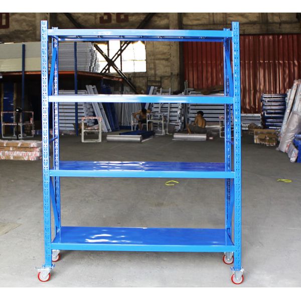 Light Duty Warehouse Storage Shelves Movable Shelving Units With Universal Wheel / Brake