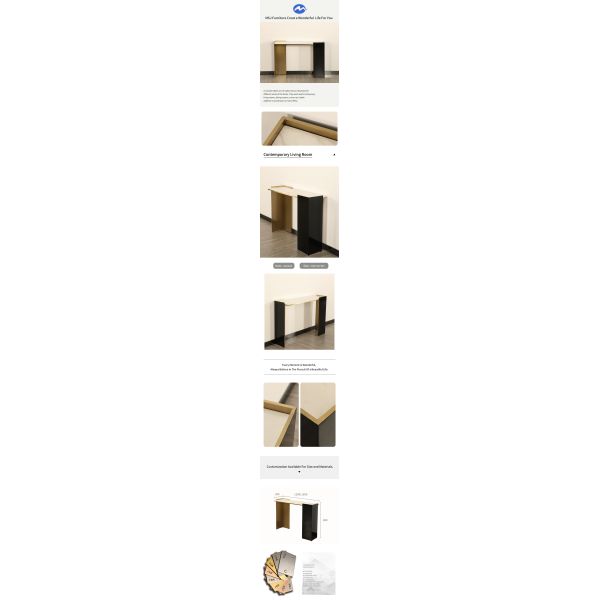 Bronze Marble Narrow Console Table For Hotel Living Room