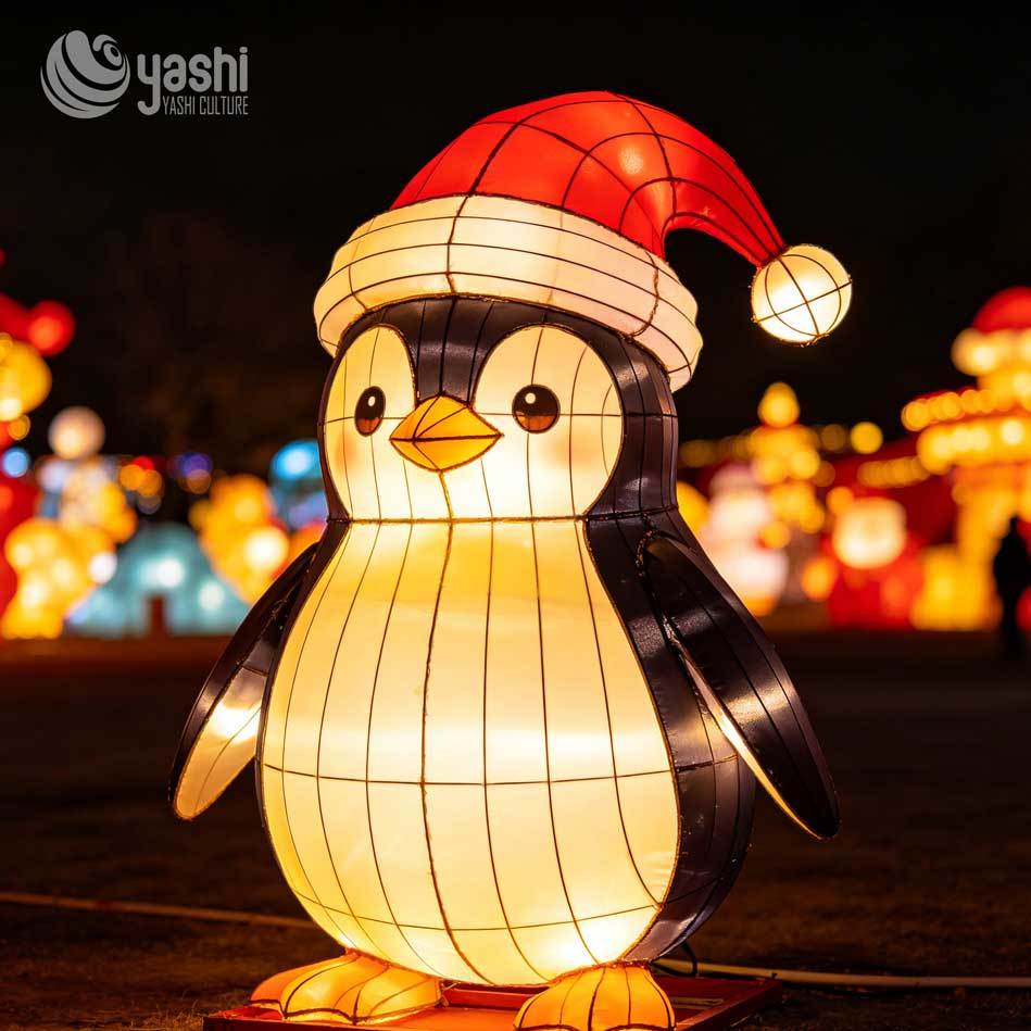 Custom LED Penguin Family Lantern Set, Outdoor Winter Animal Light Sculpture for Christmas Light Festival, Support Customization