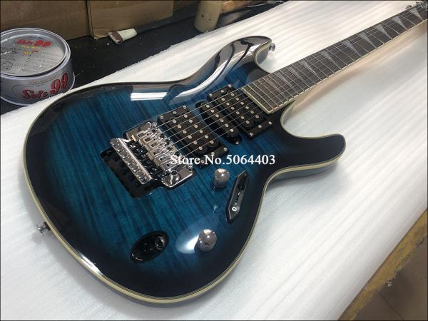Custom 6 string electric guitar yellow tiger maple veneer rosewood fingerboard double rocking bridge free delivery