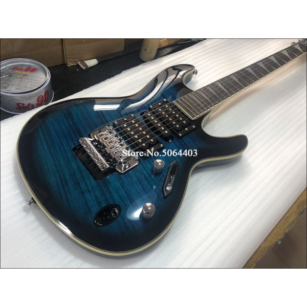 Custom 6 string electric guitar yellow tiger maple veneer rosewood fingerboard double rocking bridge free delivery