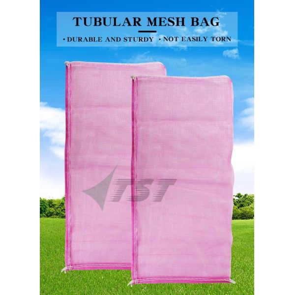 Customized Size Pink Color PE Garlic Packaging Net Bags For Ginger Packing