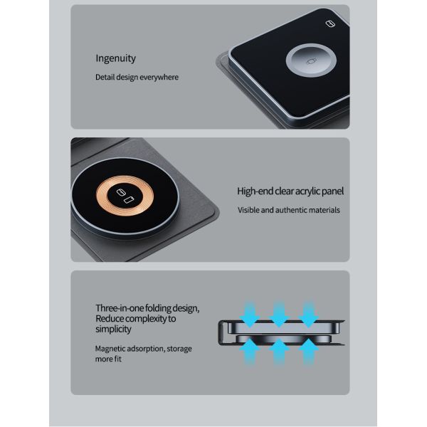 Portable Fast Charge Wireless Charging Pad with Over-heat Protection and 5V/3A Input