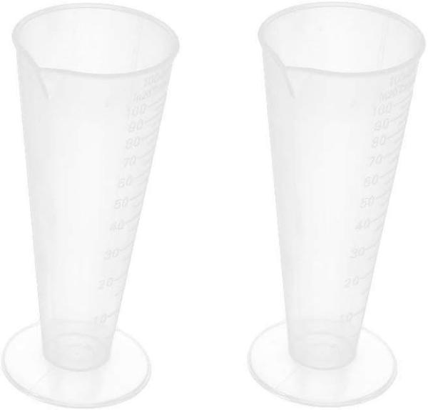 100mL Plastic Graduated Measuring Cup Capacity Beaker Cone Shape Round Base Labs Kitchen Clear