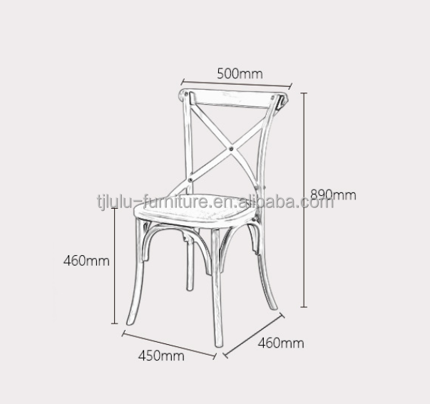 Elegant Design Ice Cream Color Wooden Stackable Cross Back Vintage Dining Room Chair for Wooden