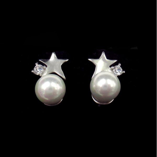 Simple Design 6mm Freshwater Pearl Earrings Stud / 925 Sterling Silver Jewelry