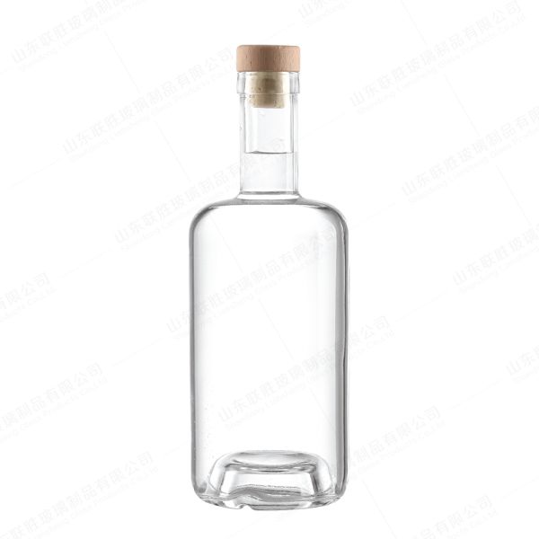 Botella de vidrio personalizada para XO Brandy Gin Vodka Rum 500 ml de corcho con tapa de tornillo transparente