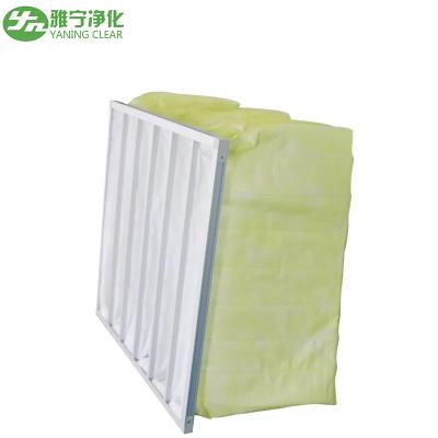 HVAC System Polyester Pocket Air Filter Bag M6-M9 3200m³/h Air Volume Galvanized Sheet Frame