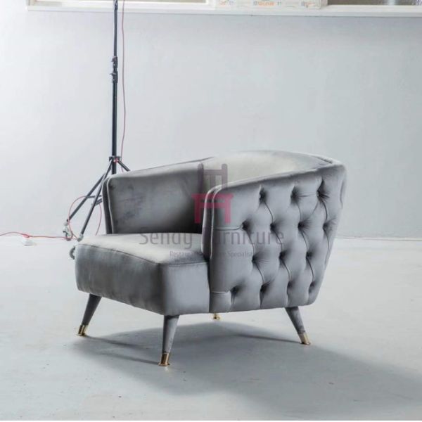 Leisure Sofa Hotel Restaurant Chairs , Wood Frame Hotel Wing Chair With Armrest