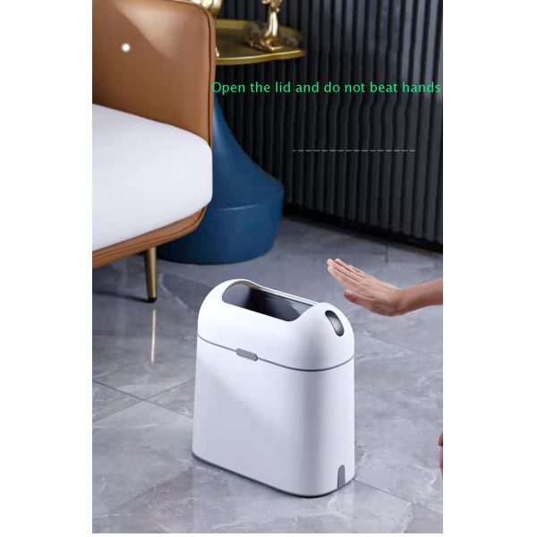 House Hold Aromatherapy Sensor Slim Plastic Recycled Trash Can with Lid
