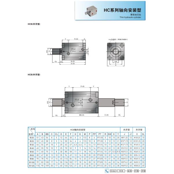 Цилиндр логотипа OEM тонкий гидравлический