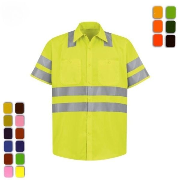 Short Sleeve High Visibility Work Shirts OEM Hi Vis Polo Shirts