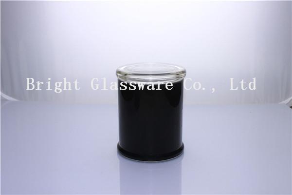 sparyed color glass jar with lid for wholesale