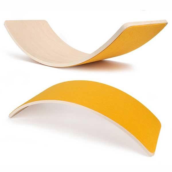 Yoga Fitness Curvy Wooden Wobble Balance Board 19 x 30 x 82 cm