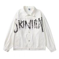 Chaqueta hermosa blanca americana del tejano de algodón de la calle comercial de la primavera que pone letras flojamente