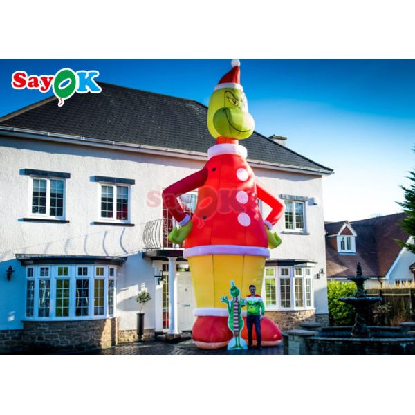 30ft Grinch надувные мультфильмы персонажи Зеленый монстр Рождественская шляпа