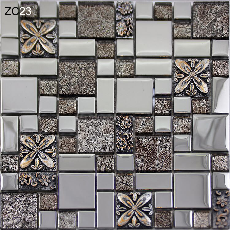 Wear-resistant and Firebrick Luxury Glass and Metal Wall Swimming Pool Mosaics For Renovation and Project