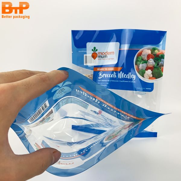 Custom Printed Meat Dry Food 3 Sides Seal Frozen Vegetable Nylon Plastic Packaging Vacuum Bags for Meat and Food Fish Beef Pork