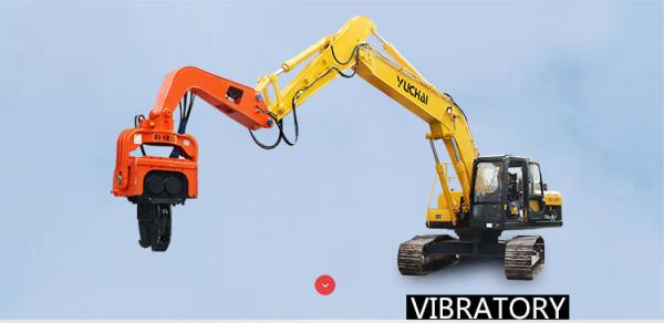 BEIYI Excavator Mounted Hydraulic Vibratory Sheet Pile /300mm Prefabricated photovoltaic pile /wooden Driver