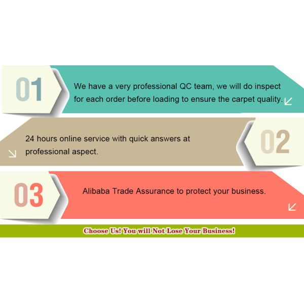 500x500 Hotel Carpet with Green PVC Backing and Loop Pile Construction