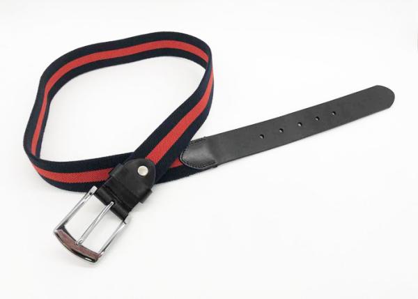 Red Stripe Mens Braided Elastic Stretch Belts , Jeans Men'S Stretchable Belts