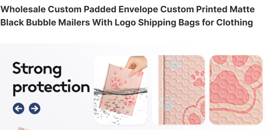 Black Matte Self-Sealing Poly Bubble Transport Mailing Bag For Business Bubble Mail