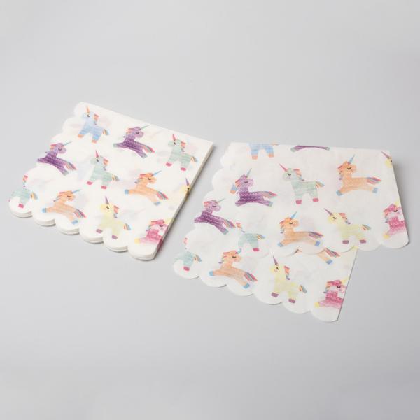 Dining Room Biodegradable Disposable Cutlery Festive Party Unicorn Paper Napkin