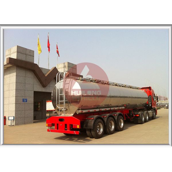 Food Grade Milk Tank Trailer Dual Line Brake System Automatic Flux Valve