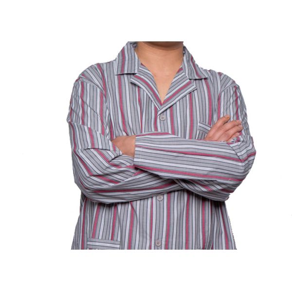 Men ' S Long Sleeve Long Pant Stripped Pajamas , 100 Cotton Sleepwear Plus Size