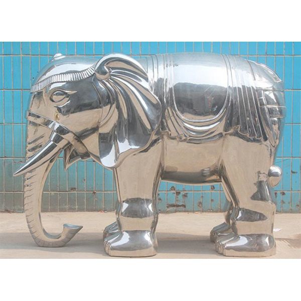 Mirror Polishing Elephant Decor Statue Stainless Steel Public Animal Art Sculpture