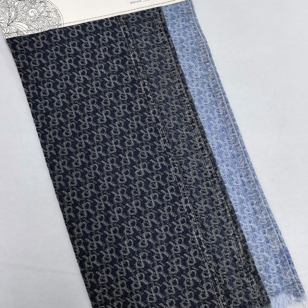 Full of RR Pattern Jacquard Denim Fabric Cotton Polyester Middle Weight for Special Design Men Jeans